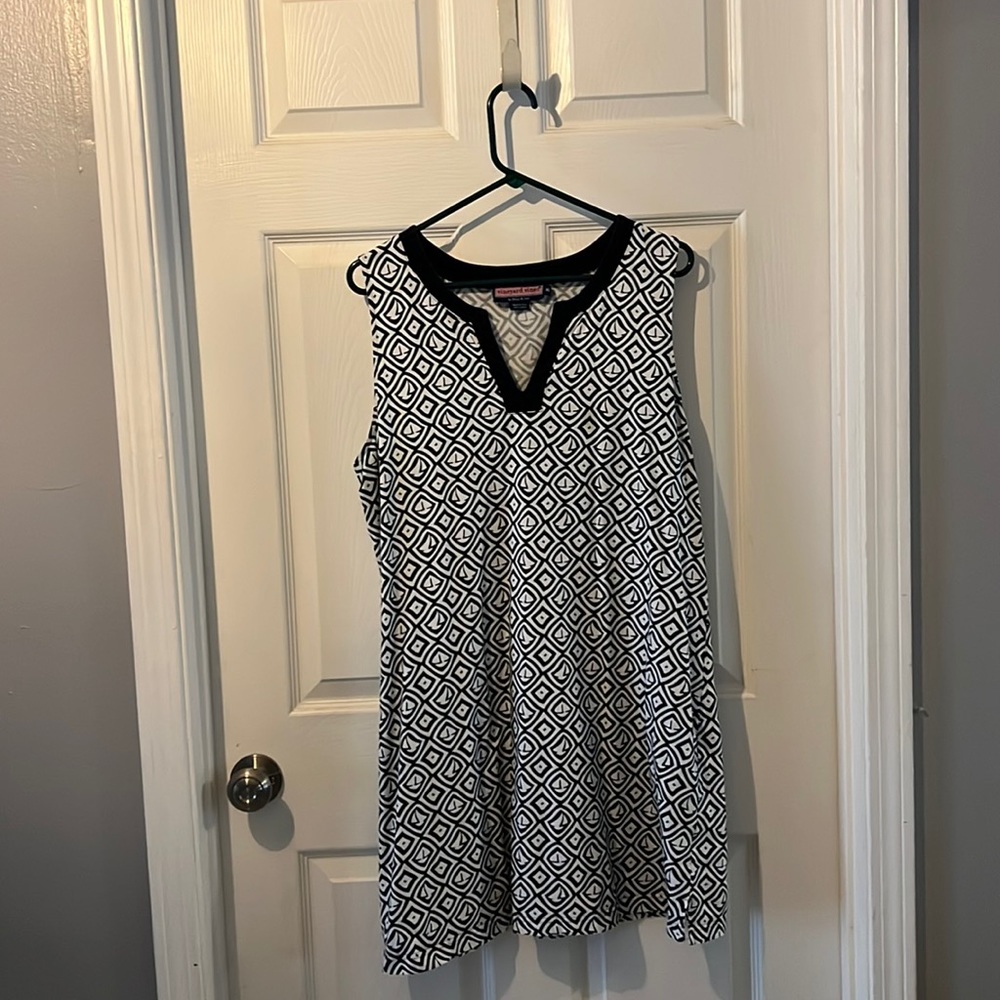 Vineyard Vines Navy and White Sailboat Beach Dress